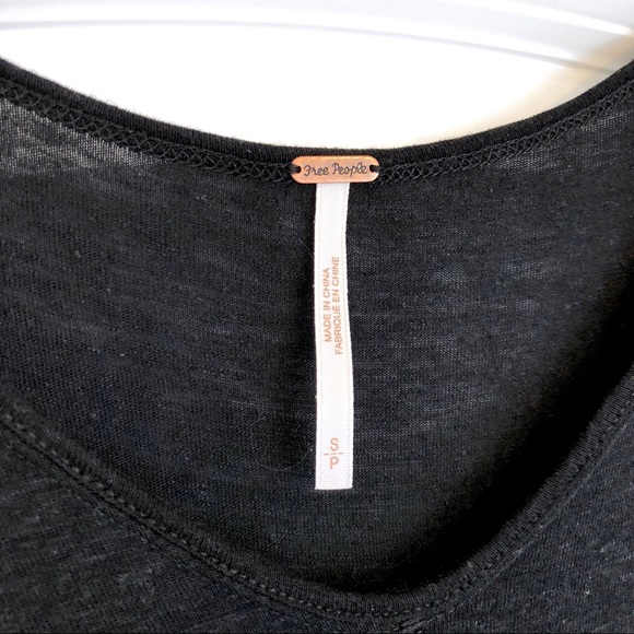 Free People Black Cold Shoulder Short Sleeve Top - Picture 6 of 7